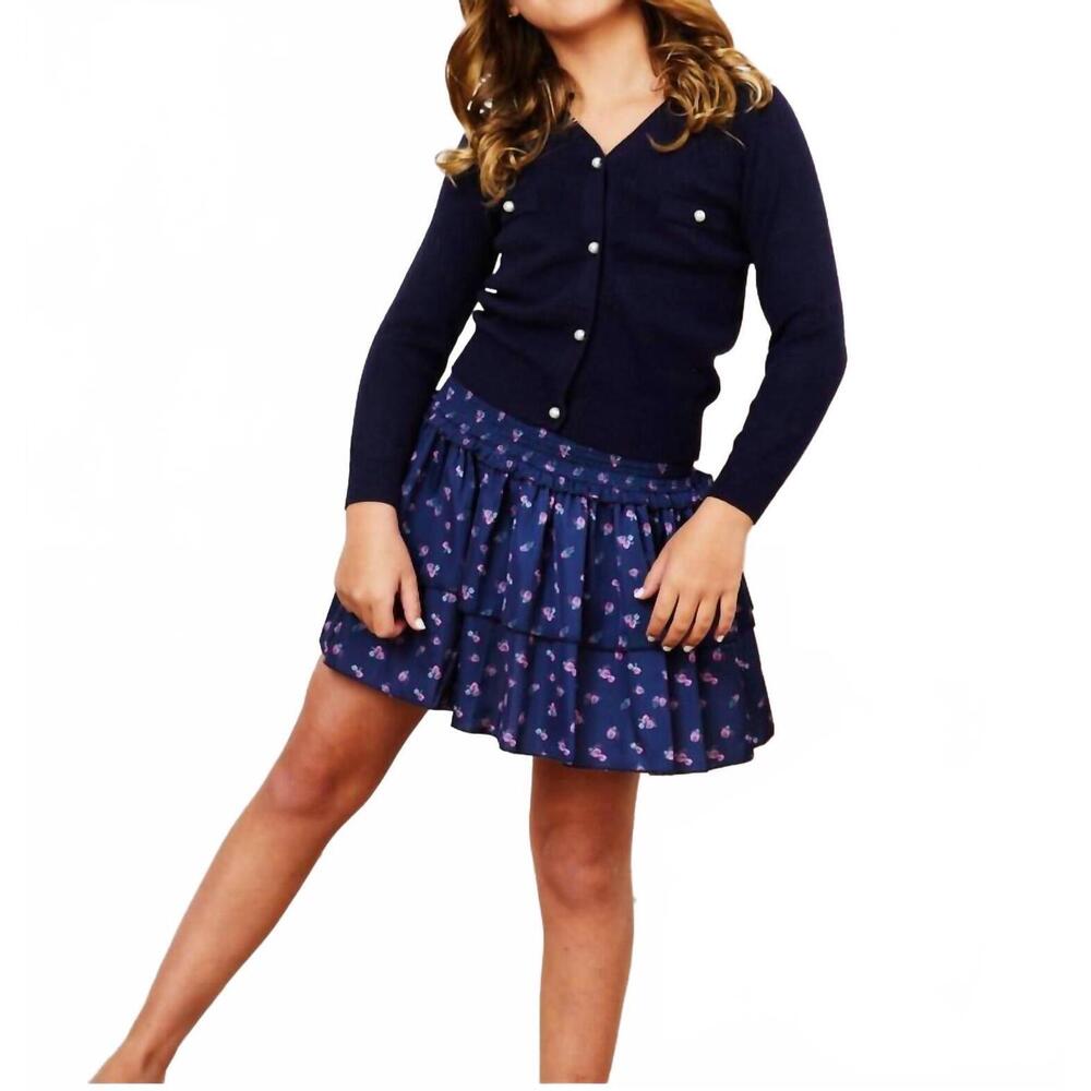 NEW THEME mickey cardigan sweater with pearl buttons in navy